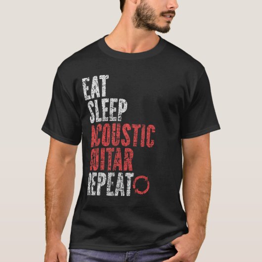 スリープ食べアーコースティック・ギター・リピート Tシャツ (正面)