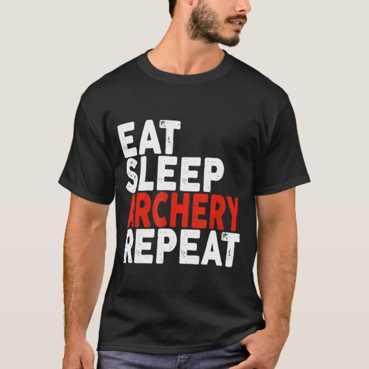 スリープ食べアーチェリーリピーター弓ティー Tシャツ (正面)