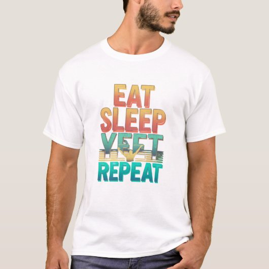 スリープ食べイエティ繰り返しおもしろいTシャツ Tシャツ (正面)