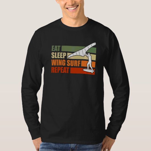 スリープ食べウィングフォイル翼サーフウィングサーフ Tシャツ (正面)