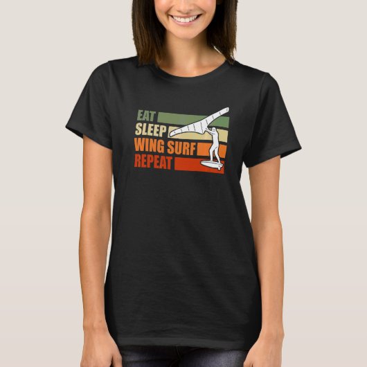 スリープ食べウィングフォイル翼サーフウィングサーフ Tシャツ (正面)