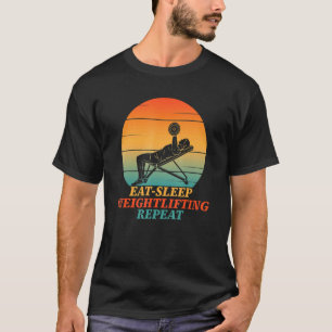 スリープ食べウェイリフティングリピート重量挙げビンタグ Tシャツ