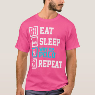 スリープ食べウォーターポロおもしろいリピート水ポロ恋人 Tシャツ