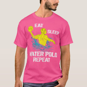 スリープ食べウォーターポロ再び水の女性の水P Tシャツ