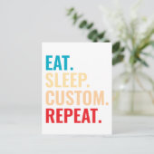 スリープ食べカスタム文字繰り返し ポストカード (スタンド正面)