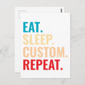 スリープ食べカスタム文字繰り返し ポストカード (正面/裏面)