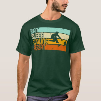 スリープ食べカーリングの繰り返しレトロカーリング(4) Tシャツ