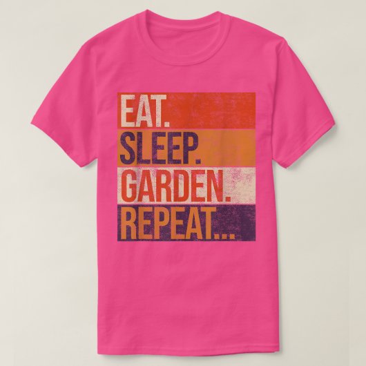スリープ食べガーデンリピート、ヴィンテージ色ガーデニング Tシャツ (デザイン正面)