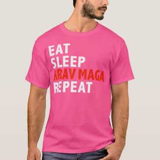 スリープ食べクラフマガリピートおもしろい武術アーツ Tシャツ
