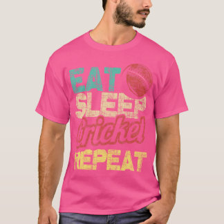 スリープ食べクリケットのリピータークリケットのバッツマン打撃戦 Tシャツ