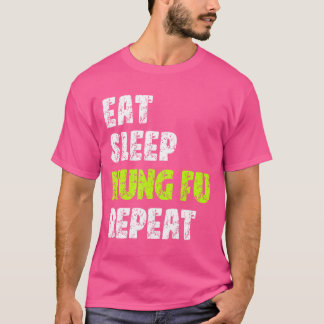 スリープ食べクンフーリピートクンフー武術アート Tシャツ