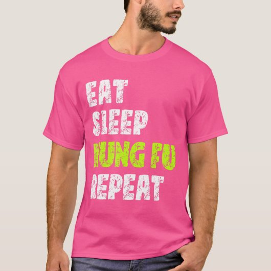 スリープ食べクンフーリピートクンフー武術アート Tシャツ (正面)