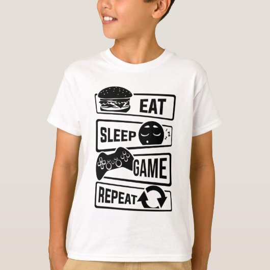 スリープ食べゲームのリピート Tシャツ (正面)