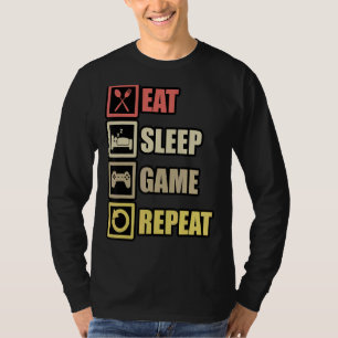 スリープ食べゲームの繰り返しゲーミングコントローラーPcコンピューティング Tシャツ