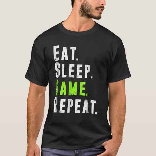 スリープ食べゲームの繰り返しビデオコンピュータゲーム Tシャツ (正面)