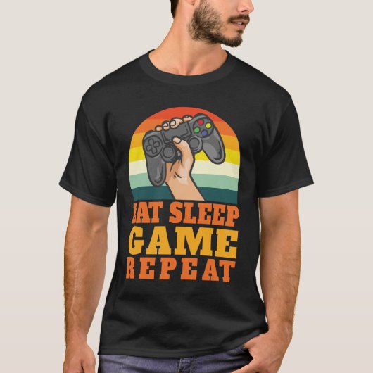 スリープ食べゲームリピートトレンディーゲーム Tシャツ (正面)