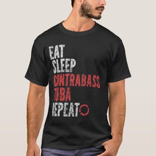 スリープ食べコントラバスtubaリピート tシャツ (正面)