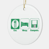 スリープ食べコンピューター（緑） セラミックオーナメント (左)
