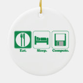 スリープ食べコンピューター（緑） セラミックオーナメント (裏面)