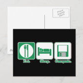 スリープ食べコンピューター（緑） ポストカード (正面/裏面)