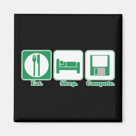 スリープ食べコンピューター（緑） マグネット (正面)