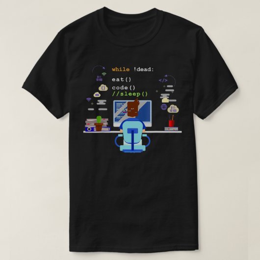 スリープ食べコードコンピュータ科学プログラミング Tシャツ (デザイン正面)
