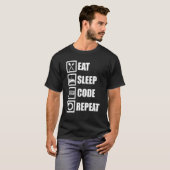 スリープ食べコードリピートCoderプログラマソフトウェアDe Tシャツ (正面フル)