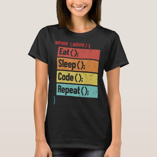 スリープ食べコードリピートSoftware Developer It Tech 1 Tシャツ (正面)