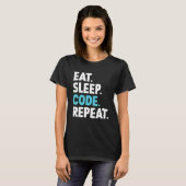 スリープ食べコード繰り返しコーディングプログラマ Tシャツ (正面フル)