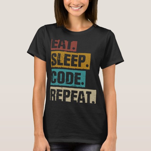 スリープ食べコード繰り返しコーディングComputer Software Pro Tシャツ (正面)
