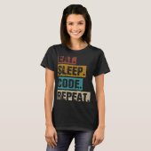 スリープ食べコード繰り返しコーディングComputer Software Pro Tシャツ (正面フル)