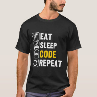 スリープ食べコード繰り返し Tシャツ