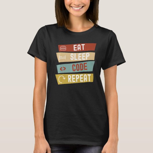 スリープ食べコード繰り返し Tシャツ (正面)