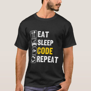 スリープ食べコード繰り返し Tシャツ