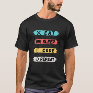 スリープ食べコード繰り返し Tシャツ