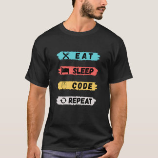 スリープ食べコード繰り返し Tシャツ