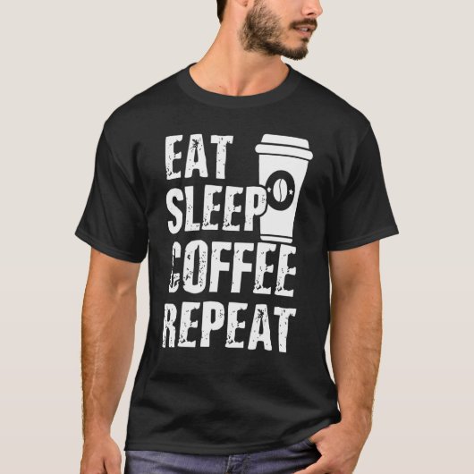 スリープ食べコーヒーのリピートヴィンテージ Tシャツ (正面)