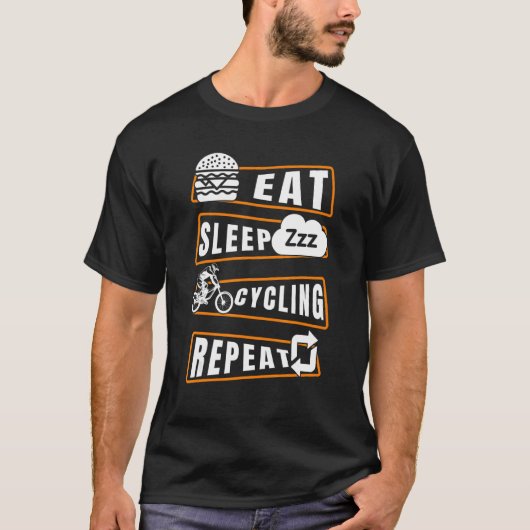 スリープ食べサイクリングリピート自転車 Tシャツ (正面)