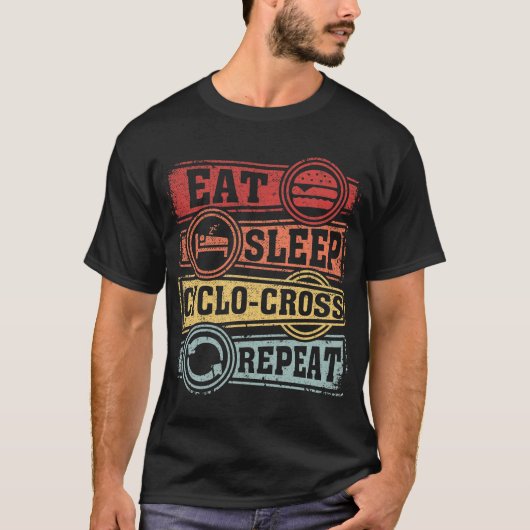 スリープ食べサイクロクロスリピート Tシャツ (正面)