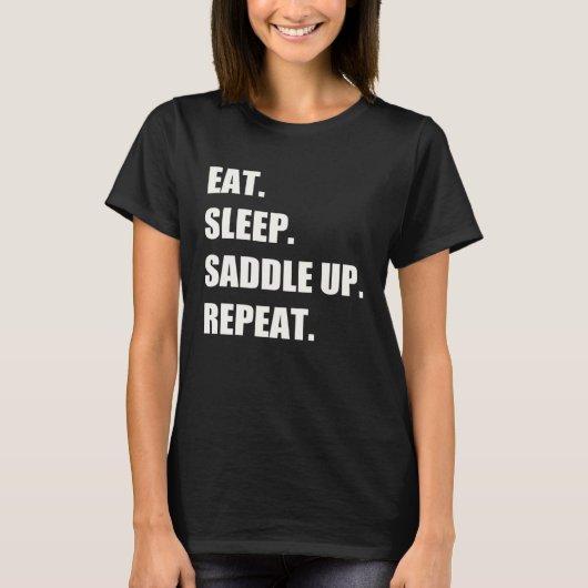 スリープ食べサドル上げリピート馬乗馬馬馬馬馬乗馬 Tシャツ (正面)