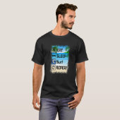 スリープ食べサーフリピートおもしろいビーチサーファー Tシャツ (正面フル)
