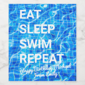 スリープ食べスイムリピーターハッピーバースデー ワインラベル (シングルラベル)