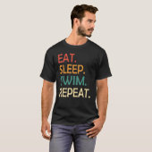 スリープ食べスイムリピート水泳泳ぐ人ヴィンテージ Tシャツ (正面フル)