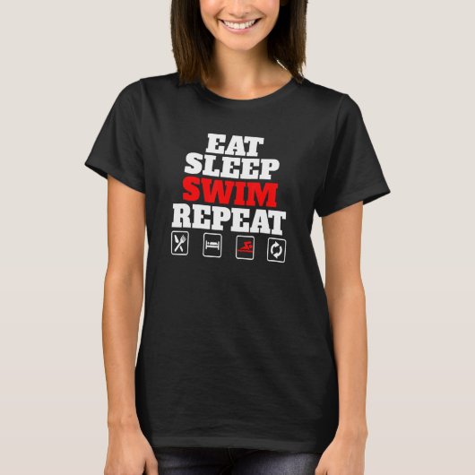 スリープ食べスイムリピート Tシャツ (正面)