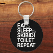 スリープ食べスキビディトイレリピートおもしろいミームヴィンテージ キーホルダー (正面)
