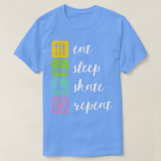 スリープ食べスケートリピおもしろいート氷スケートで滑る姿Sk Tシャツ (デザイン正面)