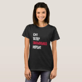 スリープ食べスノーボードリピーター乗りスノーボード Tシャツ (正面フル)