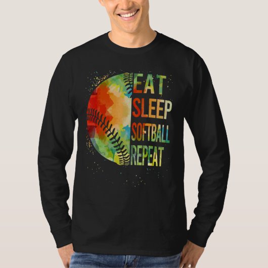 スリープ食べソフトボール中継投手若手テ Tシャツ (正面)
