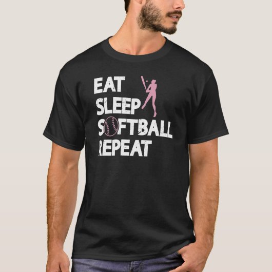 スリープ食べソフトボール繰り返しソフトボールPゲーム Tシャツ (正面)
