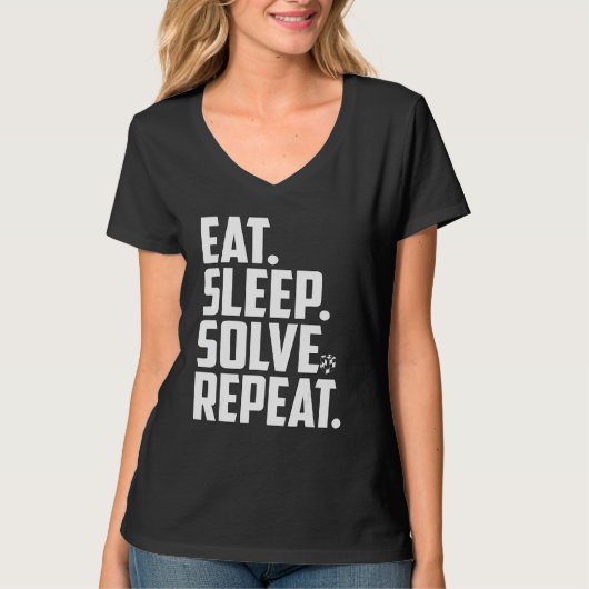 スリープ食べソルブの繰り返し速度キューバーキューブ Tシャツ (正面)